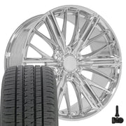 Set(4) 22x9.5 CV72 Chrome - 6x139.7 +18ET with 285/45r22 Bridgestone Dueler Alenza HL Tires &amp; TPMS