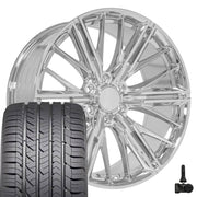 Set(4) 22x9.5 CV72 Chrome - 6x139.7 +18ET with 285/45r22 Goodyear Eagle Sport Tires &amp; TPMS