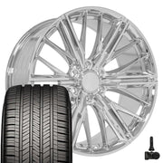 Set(4) 22x9.5 CV72 Chrome - 6x139.7 +18ET with 285/45r22 Goodyear Eagle Touring Tires &amp; TPMS