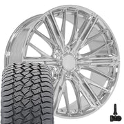 Set(4) 22x9.5 CV72 Chrome - 6x139.7 +18ET with 285/45r22 Sailun TerraMax AT2 Tires &amp; TPMS