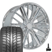 Set(4) 24x10 CV72 Chrome - 6x139.7 +31ET with 295/35r24 Sailun Atrezzo SVR LX+ Tires &amp; TPMS