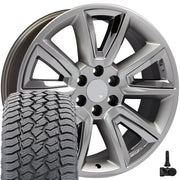 Set(4) 20x8.5 CV73 Gloss Hyper Black with Chrome Insert - 6x139.7 +24ET with 275/55r20 Sailun TerraMax AT2 Tires &amp; TPMS
