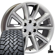 Set(4) 20x8.5 CV73 Gloss Hyper Black with Chrome Insert - 6x139.7 +24ET with 275/55r20 TBB TS-37 AT Tires &amp; TPMS