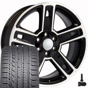 Set(4) 22x9 CV74B Gloss Black Machined - 6x139.7 +24ET with 285/45r22 Goodyear Eagle Sport Tires &amp; TPMS