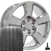 20" Replica Wheels fit Chevrolet Tahoe - CV76 Chrome 20x9, Goodyear Tires &amp; TPMS Set