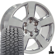 20" Replica Wheels fit Chevrolet Tahoe - CV76 Chrome 20x9, Sailun Tires &amp; TPMS Set