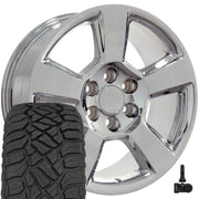 OE Wheels CV76 20x9 6x139.7 Chrome Wheels 275-55-20 Sailun TerraMax RT Tires TPMS SET