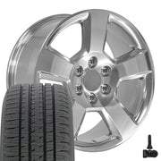 Set(4) 20x9 CV76 Polished - 6x139.7 +27ET with 275/55r20 Bridgestone Dueler Alenza HL Plus Tires &amp; TPMS