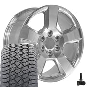Set(4) 20x9 CV76 Polished - 6x139.7 +27ET with 275/55r20 Sailun TerraMax AT2 Tires &amp; TPMS