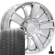 20" Replica Wheels fit Chevrolet Silverado 1500 - CV77 Chrome 20x9, Goodyear Tires &amp; TPMS Set