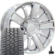 20" Replica Wheels fit Chevrolet Silverado 1500 - CV77 Chrome 20x9, Sailun Tires &amp; TPMS Set