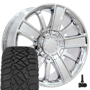 OE Wheels CV77 20x9 6x139.7 Chrome Wheels 275-55-20 Sailun TerraMax RT Tires TPMS SET