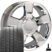 20" Replica Wheels fit Chevrolet Tahoe - CV79 Chrome 20x8.5, Goodyear Tires &amp; TPMS Set