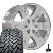 Set(4) 20x8.5 CV81 Polished - 6x139.7 +31ET with 275/55r20 TBB TS-37 AT Tires &amp; TPMS
