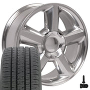 20" Replica Wheels fit Chevrolet Tahoe - CV83 Polished 20x8.5, Bridgestone Tires &amp; TPMS Set