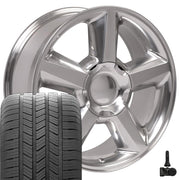 20" Replica Wheels fit Chevrolet Tahoe - CV83 Polished 20x8.5, Goodyear Tires &amp; TPMS Set