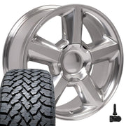 Set(4) 20x8.5 CV83 Polished - 6x139.7 +31ET with 275/55r20 TBB TS-37 AT Tires &amp; TPMS