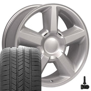 20" Replica Wheels fit Chevrolet Tahoe - CV83 Gloss Silver 20x8.5, Goodyear Tires &amp; TPMS Set