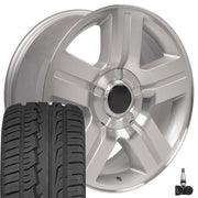 OE Wheels CV84 20x8.5 6x139.7 Gloss Silver Machined Wheels 275-55-20 Ironman iMove GEN 2 SUV Tires TPMS SET