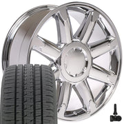 Set(4) 20x8.5 CV85 Chrome - 6x139.7 +31ET with 275/55r20 Bridgestone Dueler Alenza HL Plus Tires &amp; TPMS