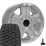 Set(4) 18x8 CV88 Gloss Silver Machined - 6x139.7 +31ET with 275/65r18 Ironman All Country AT-X Tires &amp; TPMS