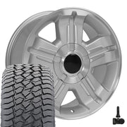18" Replica Wheels fit Chevrolet Tahoe - CV88 Gloss Silver Machined 18x8, Sailun Tires &amp; TPMS Set