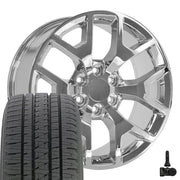 Set(4) 20x9 CV92 Chrome - 6x139.7 +27ET with 275/55r20 Bridgestone Dueler Alenza HL Plus Tires &amp; TPMS