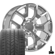 Set(4) 20x9 CV92 Chrome - 6x139.7 +27ET with 275/55r20 Goodyear Eagle LS2 Tires &amp; TPMS