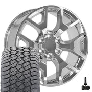 Set(4) 20x9 CV92 Chrome - 6x139.7 +27ET with 275/55r20 Sailun TerraMax AT2 Tires &amp; TPMS