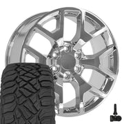 Set(4) 20x9 CV92 Chrome - 6x139.7 +27ET with 275/55r20 Sailun TerraMax RT Tires &amp; TPMS