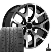 20" Replica Wheels fit GMC Sierra 1500 - CV92 Gloss Black Machined 20x9, Goodyear Tires &amp; TPMS Set