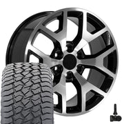 20" Replica Wheels fit GMC Sierra 1500 - CV92 Gloss Black Machined 20x9, Sailun Tires &amp; TPMS Set