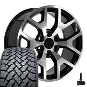 Set(4) 20x9 CV92 Gloss Black Machined - 6x139.7 +27ET with 275/55r20 TBB TS-37 AT Tires &amp; TPMS