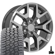 Set(4) 20x9 CV92 Gloss Gunmetal Machined - 6x139.7 +27ET with 275/55r20 Sailun TerraMax AT2 Tires &amp; TPMS