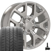 20" Replica Wheels fit GMC Sierra 1500 - CV92 Polished 20x9, Goodyear Tires &amp; TPMS Set