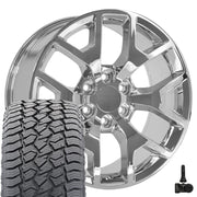 22" Replica Wheels fit GMC Sierra 1500 - CV92 Chrome 22x9, Sailun Tires &amp; TPMS Set