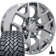 Set(4) 22x9 CV92 Chrome - 6x139.7 +31ET with 285/45r22 TBB TS-37 AT Tires &amp; TPMS