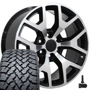 Set(4) 22x9 CV92 Gloss Black Machined - 6x139.7 +31ET with 285/45r22 TBB TS-37 AT Tires &amp; TPMS