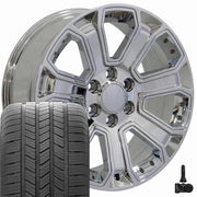 Set(4) 20x8.5 CV93 Chrome with Chrome Insert - 6x139.7 +31ET with 275/55r20 Goodyear Eagle LS2 Tires &amp; TPMS