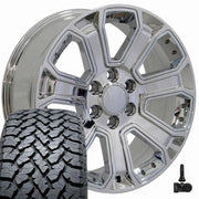 Set(4) 20x8.5 CV93 Chrome with Chrome Insert - 6x139.7 +31ET with 275/55r20 TBB TS-37 AT Tires &amp; TPMS