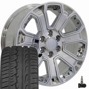Set(4) 22x9 CV93B Chrome with Chrome Insert - 6x139.7 +24ET with 285/45r22 Ironman iMove GEN 2 SUV Tires &amp; TPMS