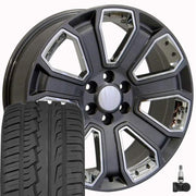 Set(4) 22x9 CV93 Gloss Gunmetal with Chrome Insert - 6x139.7 +24ET with 285/45r22 Ironman iMove GEN 2 SUV Tires &amp; TPMS