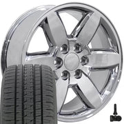 Set(4) 20x8.5 CV94 Chrome - 6x139.7 +31ET with 275/55r20 Bridgestone Dueler Alenza HL Plus Tires &amp; TPMS