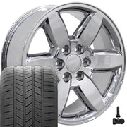 Set(4) 20x8.5 CV94 Chrome - 6x139.7 +31ET with 275/55r20 Goodyear Eagle LS2 Tires &amp; TPMS