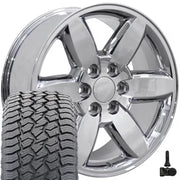 Set(4) 20x8.5 CV94 Chrome - 6x139.7 +31ET with 275/55r20 Sailun TerraMax AT2 Tires &amp; TPMS