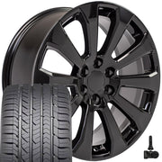 Set(4) 22x9 CV95 Gloss Black - 6x139.7 +28ET with 285/45r22 Goodyear Eagle Sport Tires &amp; TPMS