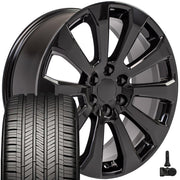 Set(4) 22x9 CV95 Gloss Black - 6x139.7 +28ET with 285/45r22 Goodyear Eagle Touring Tires &amp; TPMS