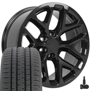 Set(4) 20x9 CV98B Gloss Black - 6x139.7 +24ET with 275/55r20 Bridgestone Dueler Alenza HL Plus Tires &amp; TPMS