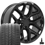 Set(4) 20x9 CV98B Gloss Black - 6x139.7 +24ET with 275/55r20 Goodyear Eagle LS2 Tires &amp; TPMS