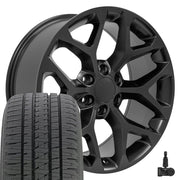 Set(4) 20x9 CV98 Satin Black - 6x139.7 +24ET with 275/55r20 Bridgestone Dueler Alenza HL Plus Tires &amp; TPMS